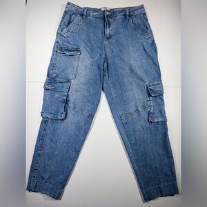 BBJ Los Angeles Denim Cargo Jeans Straight Leg Size 13/31 Y2K